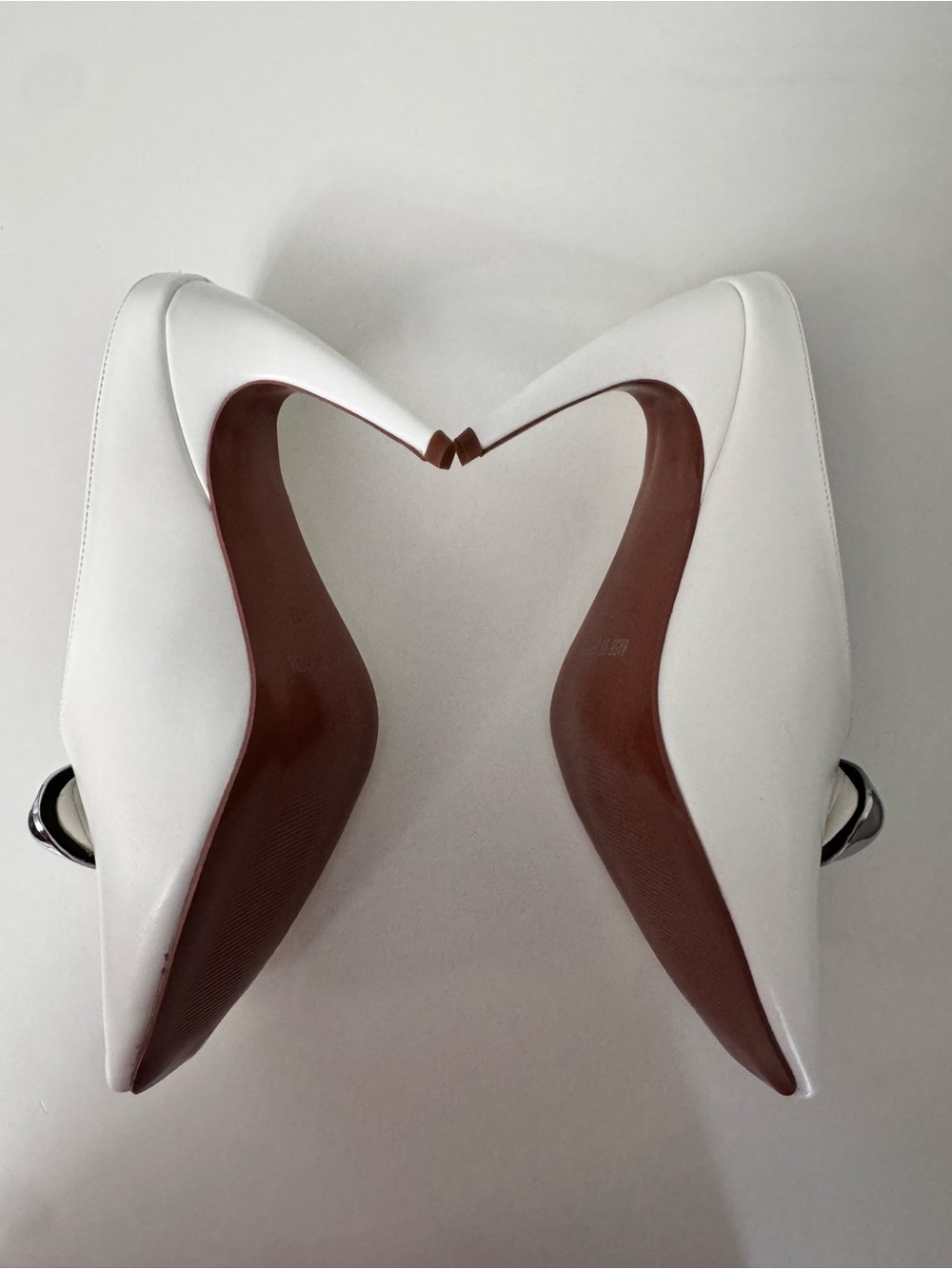 White OpenToe Statement Heel with Silver Accent - Picture 8 of 10